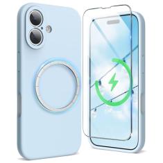 SURPHY Capa compatível com Phone Plus de 6,7 polegadas (2024), capa de silicone líquido compatível com MagSafe com proteção de câmera, capa de celular de borracha de gel macio com forro de microfibra,