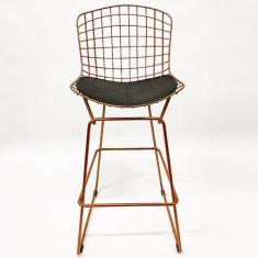 Banqueta para bancada alta BERTÓIA maciça Cobre assento preto Altura 8