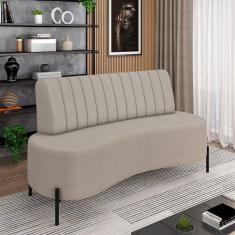 Sofá Living Decorativo 2 Lugares 1,35m Katara Pés De Ferro Bouclê Cinza G33 - Gran Belo