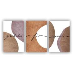 Kit  3 Quadros 20X30 Religioso Abstrato Gratidão Fé Amor - X4adesivos