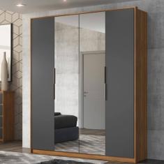 Guarda Roupa Casal 4 Portas Com Espelho e 3 Gavetas Attore