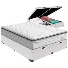 Cama Box Baú Branco e Colchão Amsterdã Molas Ensacadas Queen Probel