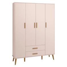Guarda Roupa Infantil Isis 4 Portas e 2 Gavetas Rosa - Reller Móveis, 