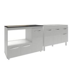Gabinete Cozinha Armário Balcão De Pia 120 Cm Aline E Balcão Para Fogã