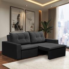 Sofá Retrátil 2 Lugares 1,80m Luna Suede Preto Adonai Estofados