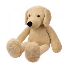 Cachorro De Pelúcia Bege Sentado Fazenda 32 Cm