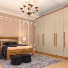 Guarda Roupa Casal 6 Portas 4 Gavetas Veneza Tcil Móveis Cinamomo/Off White