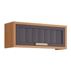 Armário de Geladeira p/ Cozinha Estela Geladeira c/1 Porta Basculante Ripada 80 cm Freijo/Titanium - MGM