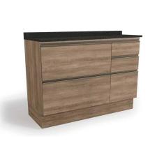 Balcão De Cozinha Modulado Maxxi G746 4 Gavetas E 1 Porta C/tampo 120cm Nogal/preto Brilho - Kappesberg