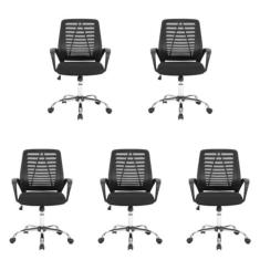 Kit 5 Cadeiras Para Escritório Diretor Tela Mesh Toronto Preto