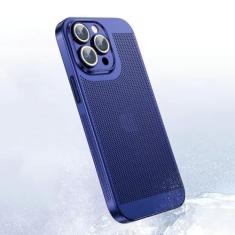 Capa de telefone com dissipação de calor para iphone 15 14 11 12 13 Pro Max 14Plus XS Max Mini capa galvanizada com borda em favo de mel, azul escuro, para iPhone 7