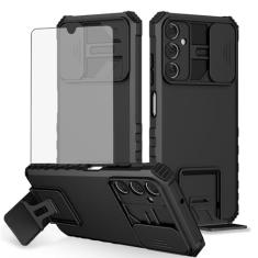 Asuwish Capa de telefone para Samsung Galaxy A25 5G com protetor de tela de vidro temperado e capa de câmera deslizante suporte suporte fino protetor rígido híbrido acessórios para celular A 25 25A