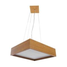 Lustre Pendente Adrilustres Em Madeira Quadrado Imbuia 25cm, Bivolt