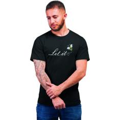 Camiseta Masculina Let it Bee Abelha Hipsters, M, Preto