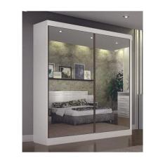 Guarda Roupa Solteiro Espelhado 2 Portas 3 Gavetas - São Paulo-Branco 