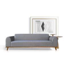 Sofá Living Átila 2,50m 5 Lugares Veludo Chumbo - LEONARDI