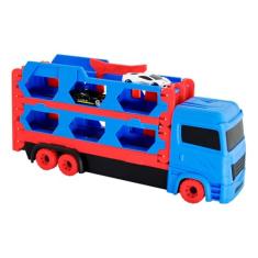 DM Toys Caminhão Cegonha Transport 2 Carrinhos Miniatura Azul