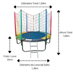 Cama Elástica Pula Pula 1,83m Piscina de Bolinhas 1,00m Quadrada Escor