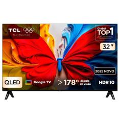 Smart TV TCL 32 Polegadas HD QLED S5K WiFi Bluetooth Google TV 2 HDMI HDR10 Dolby Audio 32S5K