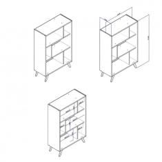 Estante para Livros com Nichos Retrô Rt 3015 Movelbento Branco
