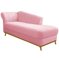 Recamier Vanessa 185cm Direito Suede Rosa Bebê Doce Sonho