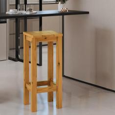 Banqueta De Madeira Maciça Alta Mel Sem Estofado Mel