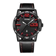 Relógio de pulso quartzo luxuoso DOM impermeável esportivo Prova D'água (Vermelho)