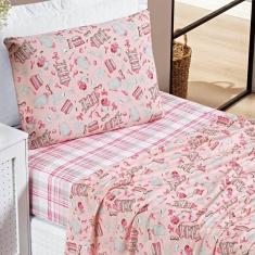 Jogo De Lençol Solteiro Joy Malha 100% Algodão Estampado 3 Peças Fashion