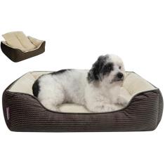 Miguel Cama para cães com almofada/travesseiro removível para cães médios e pequenos, cama lavável para animais de estimação com lateral fácil de lavar, cama retangular grande para gatos internos com
