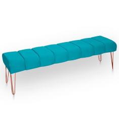 Recamier Estofada Casal King Size Luxo Veludo Cor Azul Claro