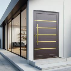 Porta Pivotante Lambril Premium com Puxador Lado Direito Elite 240x120 Corten