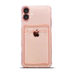 Tuokiou Capa para iPhone 2024, capa protetora transparente com compartimento para cartão, capa carteira de TPU macio resistente a quedas com amortecedor, linda capa de bolso com porta-cartões para