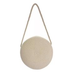 Bolsa Pequena Palha Sintética Redonda Alça Corda - Multimarcas, Off, W