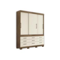 Guarda Roupa 3 Portas de Correr e 9 Gavetas c/ Pés Click 3.9 Jatobá/Ar
