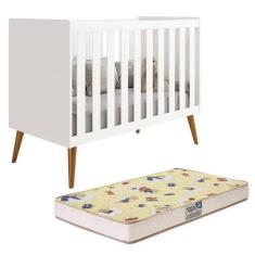 Berço Americano Isis Branco com Colchão Supreme - Reller Móveis, Branc