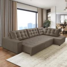 Sofá de Canto Retrátil e Reclinável com Molas 3,00x2,00 Jacke Suede Ca