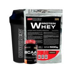 KIT 1x Whey Protein 500g + BCAA 4.5g 100g + Coqueteleira - Bodybuilders-Unissex