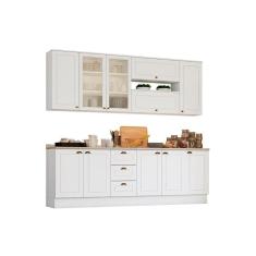 Kit De Cozinha Modulada 10 Peças Americana (4 Aéreos + 3 Balcões + 3 Tampos) Cz266 Branco