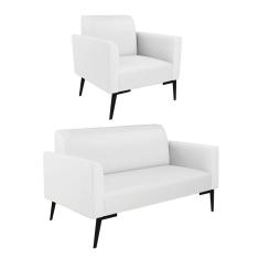 Sofá Namoradeira Com Poltrona Pés Villach Marisa Corino D03 - D\`rossi Cor Branco