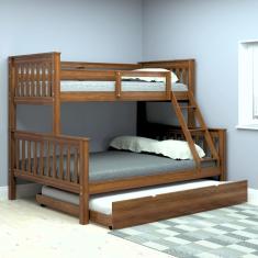 Beliche Woodstore Casal Solteiro De Madeira + Cama Aux Casal