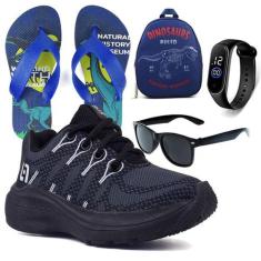 Tenis Infantil De Amarrar Meninos Leve Desenhos LIGHT + Mochila Chinel