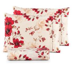 Jogo de Lençol Casal em Percal Estampado 100% Algodão com Elástico + 2