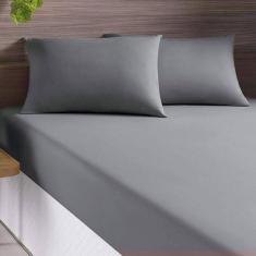 Jogo De Cama Simples Queen 3pc Malha 100% Algodao - Cinza Spot