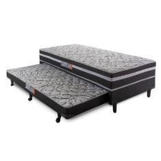 Cama Box Solteiro Com Cama Auxiliar 88X188X41Cm Cinza/Preto