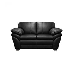 Sofá De Couro Gana 2 Lugares Preto Pigmentado - Mempra Design