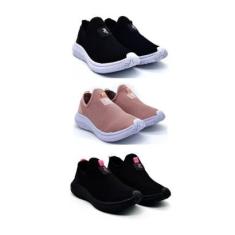 Kit 3 Tênis Corrida Feminino Esportivo Ultraleve Academia Caminhada-Feminino