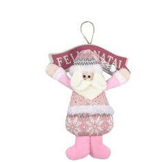 Guirlanda Enfeite de Natal para Pendurar Papai Noel Rosa