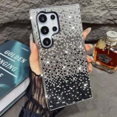 ZXDK Capa com glitter gradiente de diamante para Samsung Galaxy S24 S23 S22 Note 20 10 S20 Ultra Plus Bling Strass Bumper para mulheres meninas linda capa (preta, nota 20)