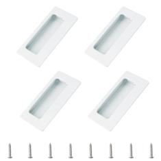 MOROBOR 4 peças de alça oculta retangular embutida, puxador de porta deslizante com parafusos, puxadores de armário de aço inoxidável para puxadores de gaveta de guarda-roupa (branco)
