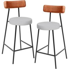 Kit 02 Banquetas Bar Baixa Cozinha Sala Jantar Milão L02 material sint